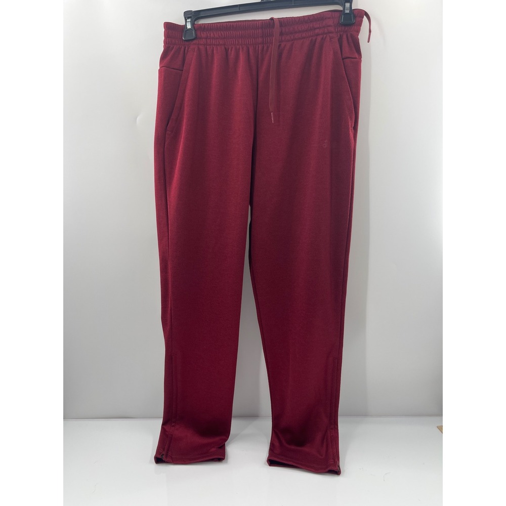 Adidas Mens Athletic Jogger Pants Burgundy Maroon Ankle Zip Training Size Medium